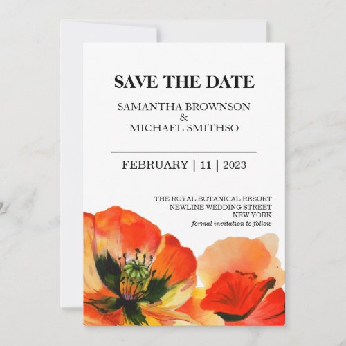 Red Poppy Flower Photo Backdrop Save The Date