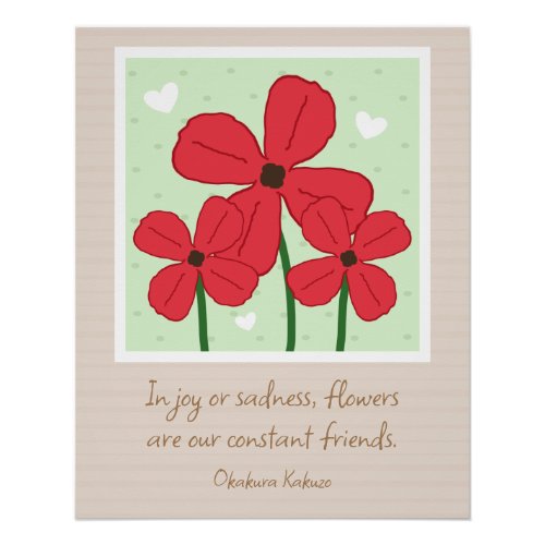 Red Poppy Flower Quiet Space Quote  Poster