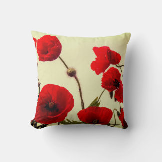 Red Poppy Flowers Abstract Colorful Digital Art Throw Pillow