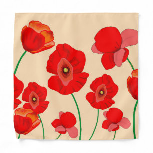 Red Poppy Flowers Bandana