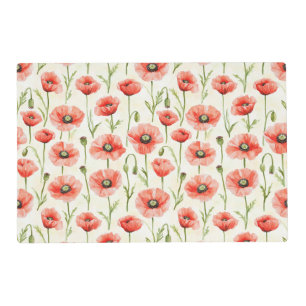 Red Poppy Flowers Birthday Placemat