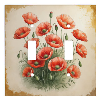 Red Poppy Flowers Bouquet  Light Switch Cover
