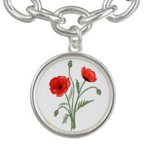 Red Poppy Flowers Bracelet