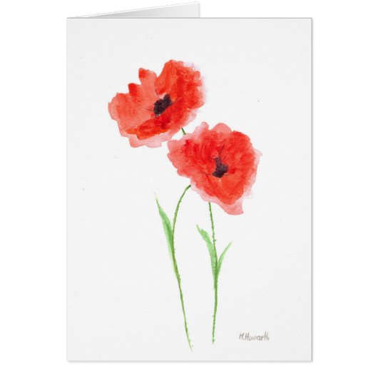 Red poppy flowers cards (Front)