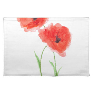 Red poppy flowers cloth placemat