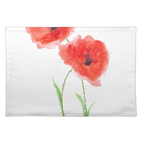 Red poppy flowers cloth placemat