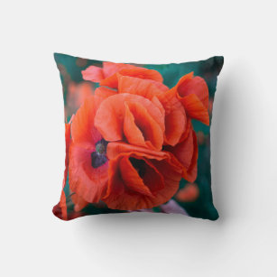 Red poppy throw cheap pillows