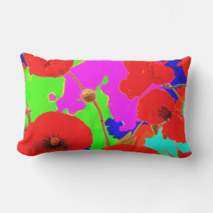 Red Poppy Flowers Colorful Floral Modern Art 2020 Lumbar Pillow