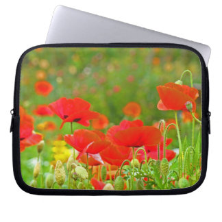 Red Poppy Flowers computer laptop bag sleeve