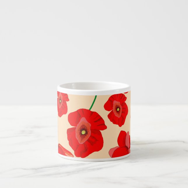 Red Poppy Flowers   Espresso Cup (Front)