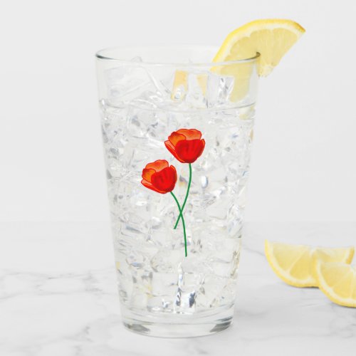 Red Poppy Flowers Glass