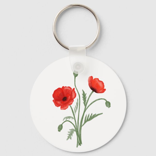 Red Poppy Flowers Keychain (Front)