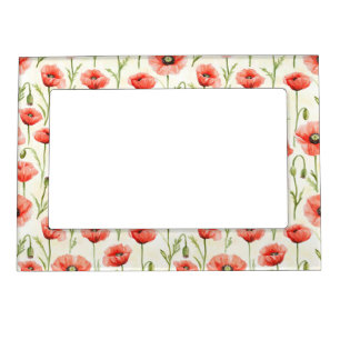 Red Poppy Flowers Magnetic Frame