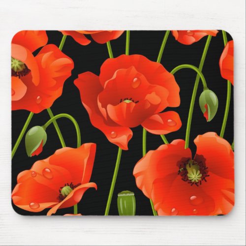 Red Poppy Flowers Mouse Pad