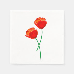 Red Poppy Flowers Napkins