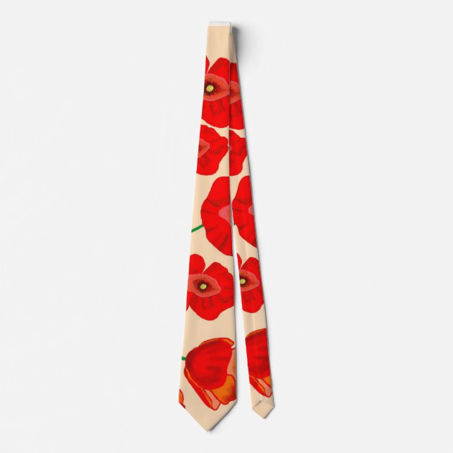 Red Poppy Flowers   Neck Tie (Front)