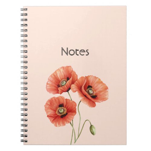 Red Poppy Flowers  Notebook