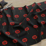 Red Poppy Flowers On Black Fabric