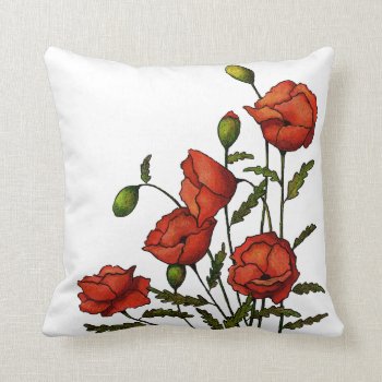 Red Poppy Flowers: Original Artwork Throw Pillow by joyart at Zazzle