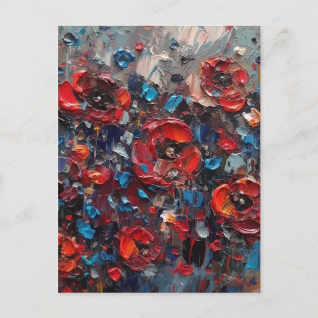 Red Poppy Flowers Painting Postcard (Front)