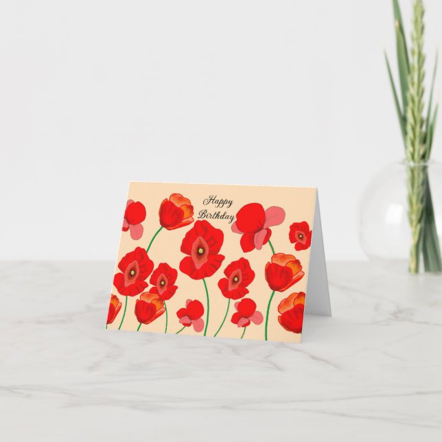 Red Poppy Flowers Personalized   Card (Front)