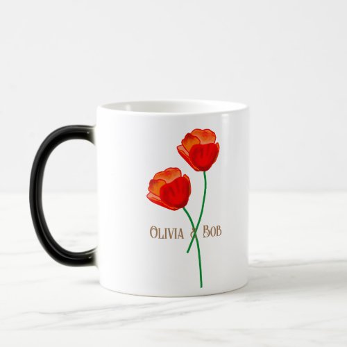 Red Poppy Flowers Personalized Magic Mug