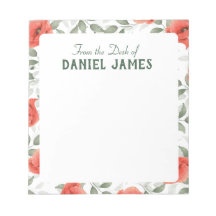 Red Poppy Flowers Personalized Notepad
