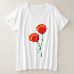 Red Poppy Flowers Plus Size T-Shirt