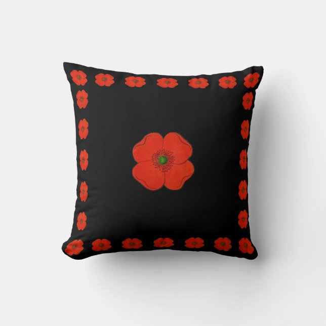 Red poppy flowers - poppies throw pillow (Front)