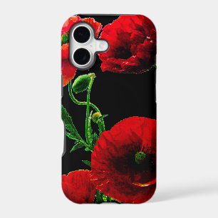 Red Poppy Flowers Spring Summer Garden Black iPhone 17 Case
