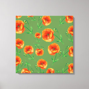 Red Poppy Flowers Stretched Canvas Print
