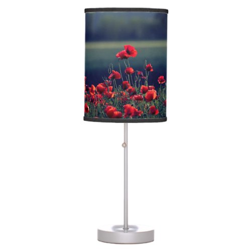 Red Poppy Flowers Table Lamp