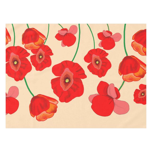 Red Poppy Flowers   Tablecloth (Front (Horizontal))
