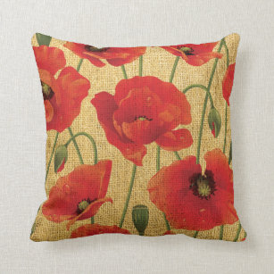 poppy colored throw pillows