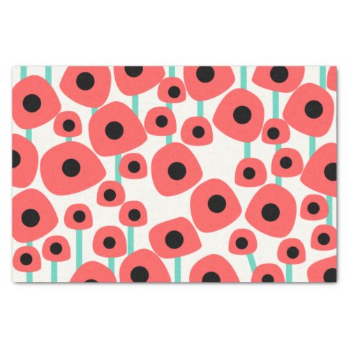 Red Poppy Flowers Tissue Paper