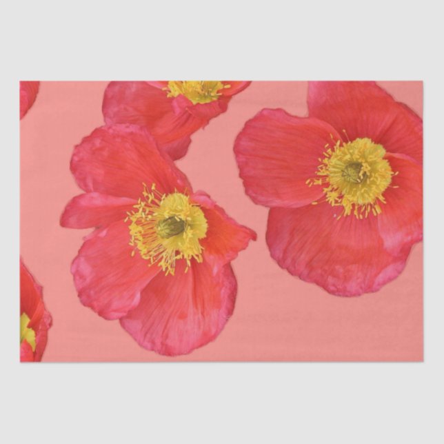 Red Poppy Flowers Tissue Paper (Front)