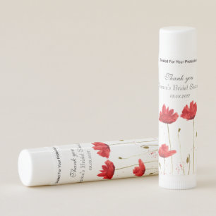 Red Poppy Flowers Watercolor Bridal Shower Lip Balm