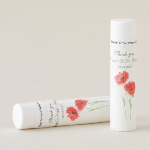 Red Poppy Flowers Watercolor Bridal Shower Lip Balm