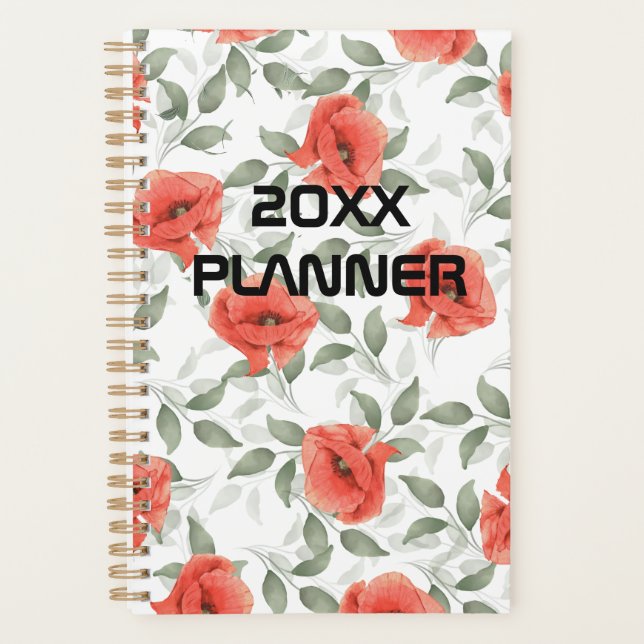 Red Poppy Flowers Weekly & Monthly Planner (Front)
