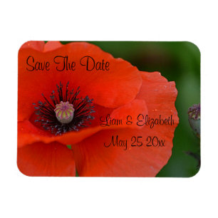 Red Poppy Formal Save The Date Magnet