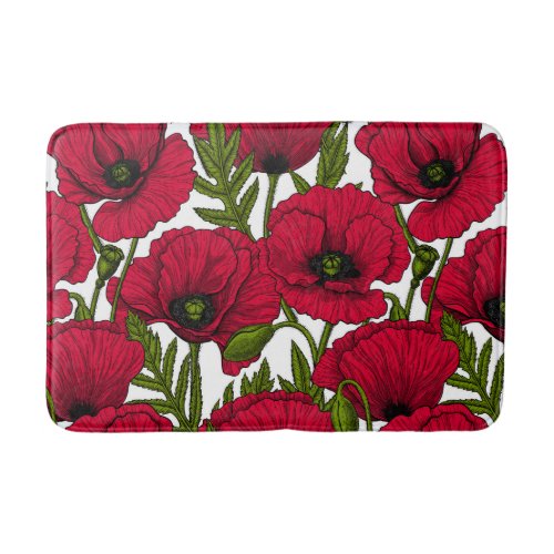 Red Poppy garden 2 Bath Mat