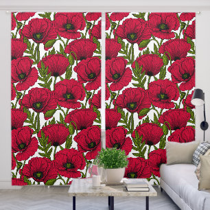 Red Poppy garden 2 Blackout Curtains
