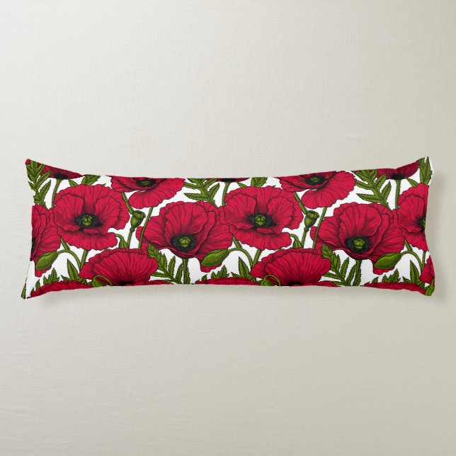 Red Poppy garden 2 Body Pillow (Front)
