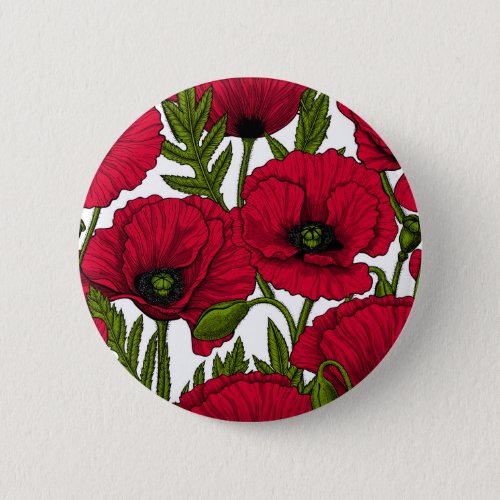 Red Poppy garden 2 Button