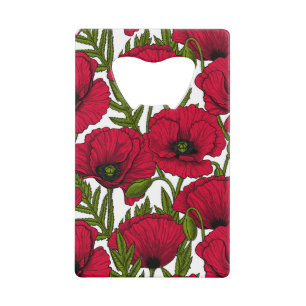 Red Poppy garden 2 Credit Card Bottle Opener