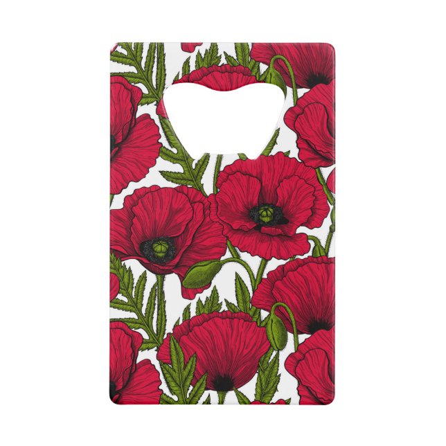 Red Poppy garden 2 Credit Card Bottle Opener (Front)
