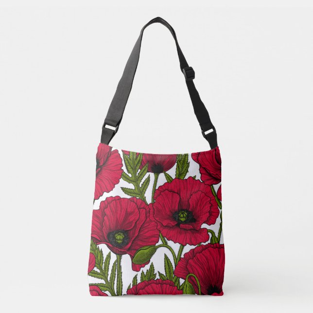 Red Poppy garden 2 Crossbody Bag (Front)