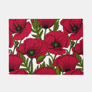 Red Poppy garden 2 Doormat