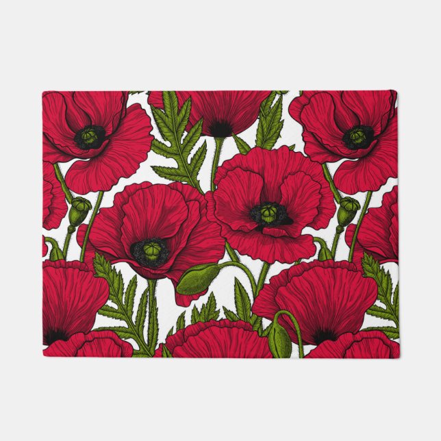 Red Poppy garden 2 Doormat (Front)