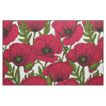 Red Poppy garden 2 Fabric